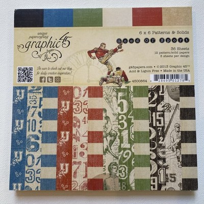 Graphic45 Good Ol' Sport 6 x 6 Paper Pad Vintage Football 12 Patterns, 36 Sheets