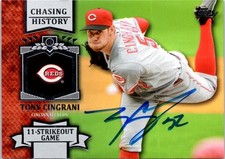 Tony Cingrani signed Baseball Card (Reds) 2013 Topps Chasing History #CH134