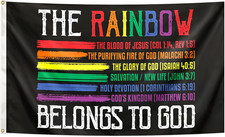 The Rainbow Belongs to God Flag 3X5 Feet Progress Pride LGBTQ Gay Lesbian Flags