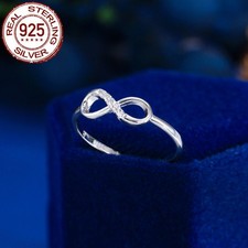 Women CZ Infinity Ring Sterling Silver Cubic Zirconia Engagement Wedding Jewelry