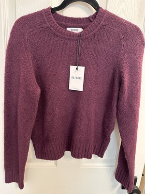 Re/Done 60 s Shrunken Pullover Sweater Plum Crewneck Sweater Size S $325