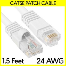 1.5FT Cat5e Ethernet Patch Cord White Cat 5e Internet Cable RJ45 LAN Router Cord