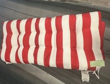 Rot & weiß gestreifte wasserabweisende Outdoor Bank zwei Kissen - 19x44 Zoll ~ süß
