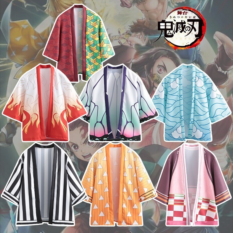Anime Demon Slayer Kimetsu no Yaiba Halloween Cosplay Kostüme Haori Kimono Robe