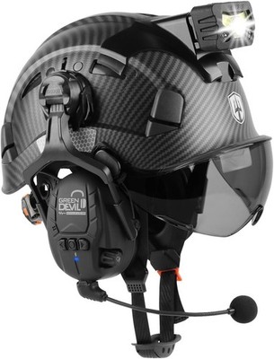 Hard Hat Safety Helmet with Visor Bluetooth Ear Muffs and Headlamp 5 in 1 Full
