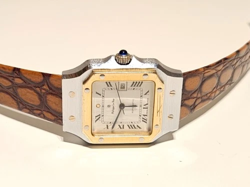 VINTAGE TANK 29mm TWO TONE MEN LADIES SWISS AUTOMATIC WATCH"PHILIPPE LE ROY"17J.