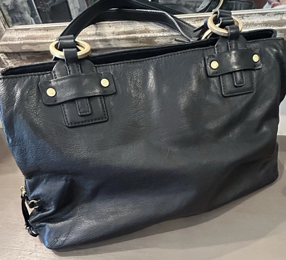 ELLEN TRACY из натуральной кожи руки/наплечная сумка сумочка цвет черный - Изображение 2 из 4