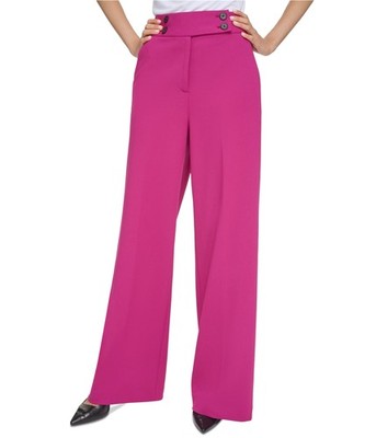 Calvin Klein Womens High Rise Wide Leg Dress Pants