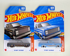 2025 Hot Wheels Mainline 83 Chevy Silverado Series Hot Trucks Gray  Blue Lot x2