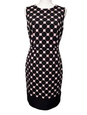Ann Taylor Petite 00P Sleeveless Geometric Patterned Sheath Dress Black & Pink
