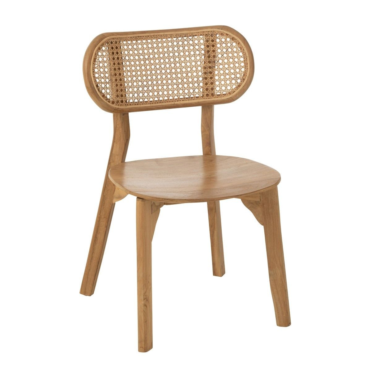 Chaise en teck Cacahuète 80cm assise en bois exotique naturel meuble de salle à manger et terrasse