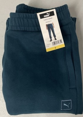 PUMA Mens Fleece Jogger Ribbed Cuffs Drawstring Waist Pants BLUE SMALL 31 in NEW