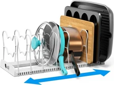 Simple Houseware Expandable Pan Organizer 10 Adjustable Compartments, white 