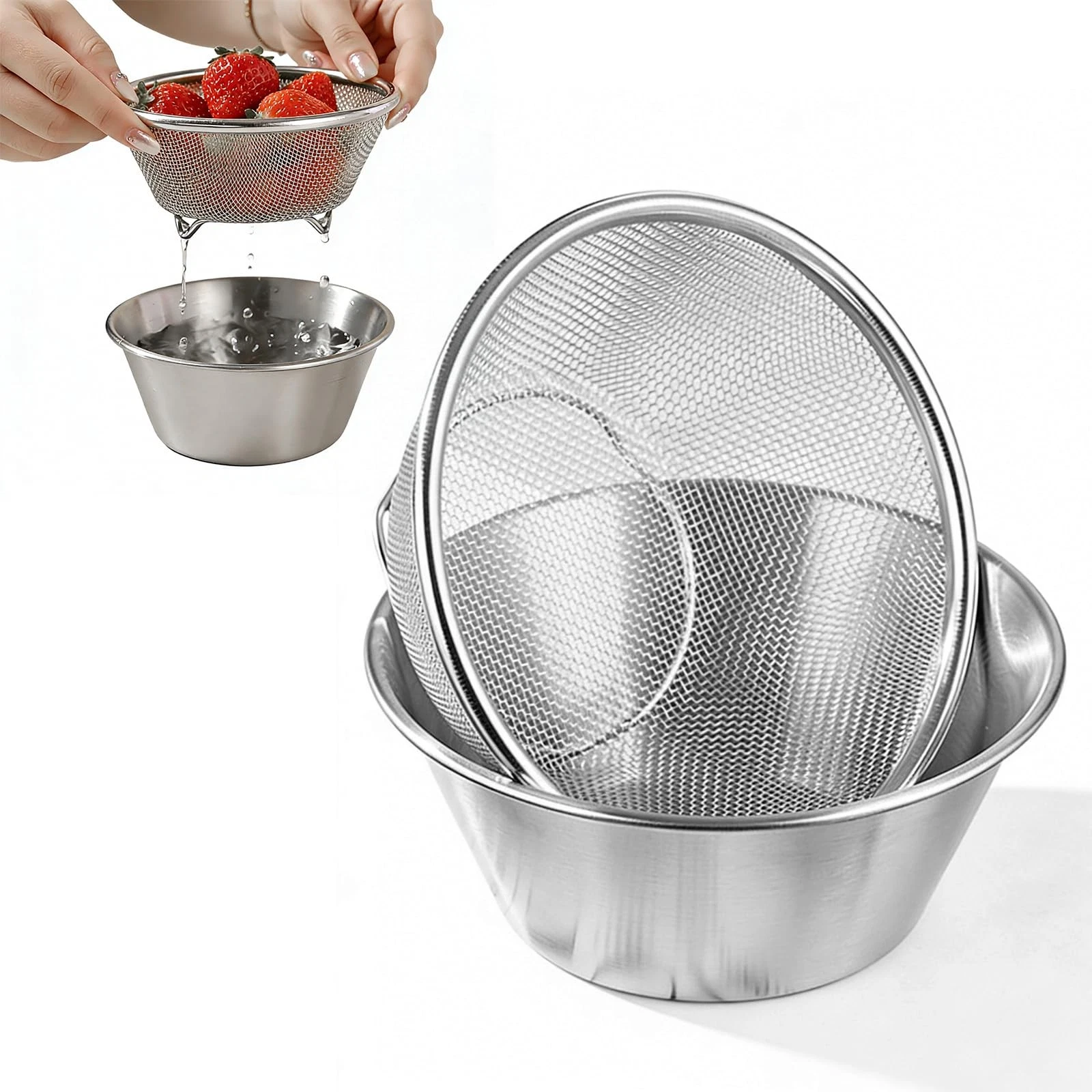 304 Stainless Steel Rice Washer & Small Colander: 5.5-Inch Fruit Washing Bowl...
Opens in a new wind
