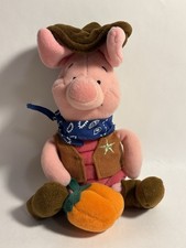 Vintage 2000 Disney Cowboy Sheriff Piglet Plush Winnie the Pooh Halloween RARE