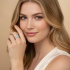 925 Sterling Silver Ring Turquoise 5x3mm Natural Blue Gemstone Zircon Women — photo 2