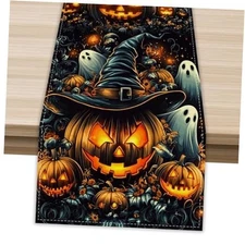 Black Pumpkins Ghost Halloween Table Runner 72 Inch Seasonal Fall Kitchen 