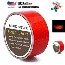 2" x 30 Feet Reflective Safety Tape Red Hazard Caution Adhesive, Reflector Ta...