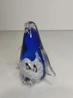 Vintage Murano Style Cobalt Blue Art Glass Penguin Figurine Decor Paperweight-6"