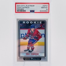 Cole Caufield RC PSA 10 💎 2021-22 OPC Platinum OP37 Premier Rainbow Rookie