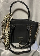 Marc New York By Andrew Marc Black Leather Large Shoulder Handbag New W/ Scarf
