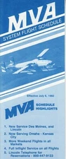 MVA Mississippi Valley Airlines timetable 1982/07/06