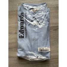 Edwards Men's Blue Easy Care Button Down Long Sleeve Oxford Dress Shirt - L