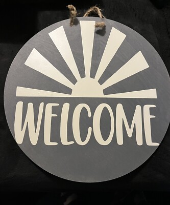 Welcome Sign Porch Decor Rustic Wooden Hangers Front Door Outdoor Home Hanging 