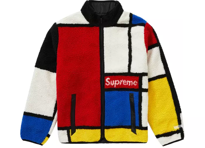 NEUF Veste polaire réversible Supreme Reversible Couleur Bloc FW20 Taille Grand Piet Mondiran