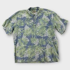 Cooke Street Hawaiian Shirt Mens 2XL Green Button Up Floral SS Embroidered