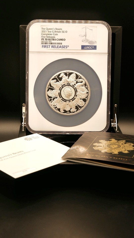 Great Britain UK 2021 Queen's Beasts Completer Silver Coin 5oz 10 Pound NGC PF70 eBay