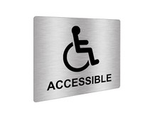 Wheelchair Accessible, Disability, Disabled, Sign Silver Adhesive Sticker Notice