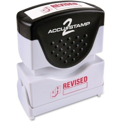 ACCUSTAMP 2 ''REVISED'' Pre-Inked Shutter Stamp Microban Red Ink  1 5/8 x 1/2 NEW