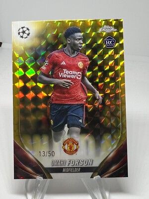 2023-24 Topps Chrome UEFA Omari Forson #42 Gold Geometric /50 Rookie RC