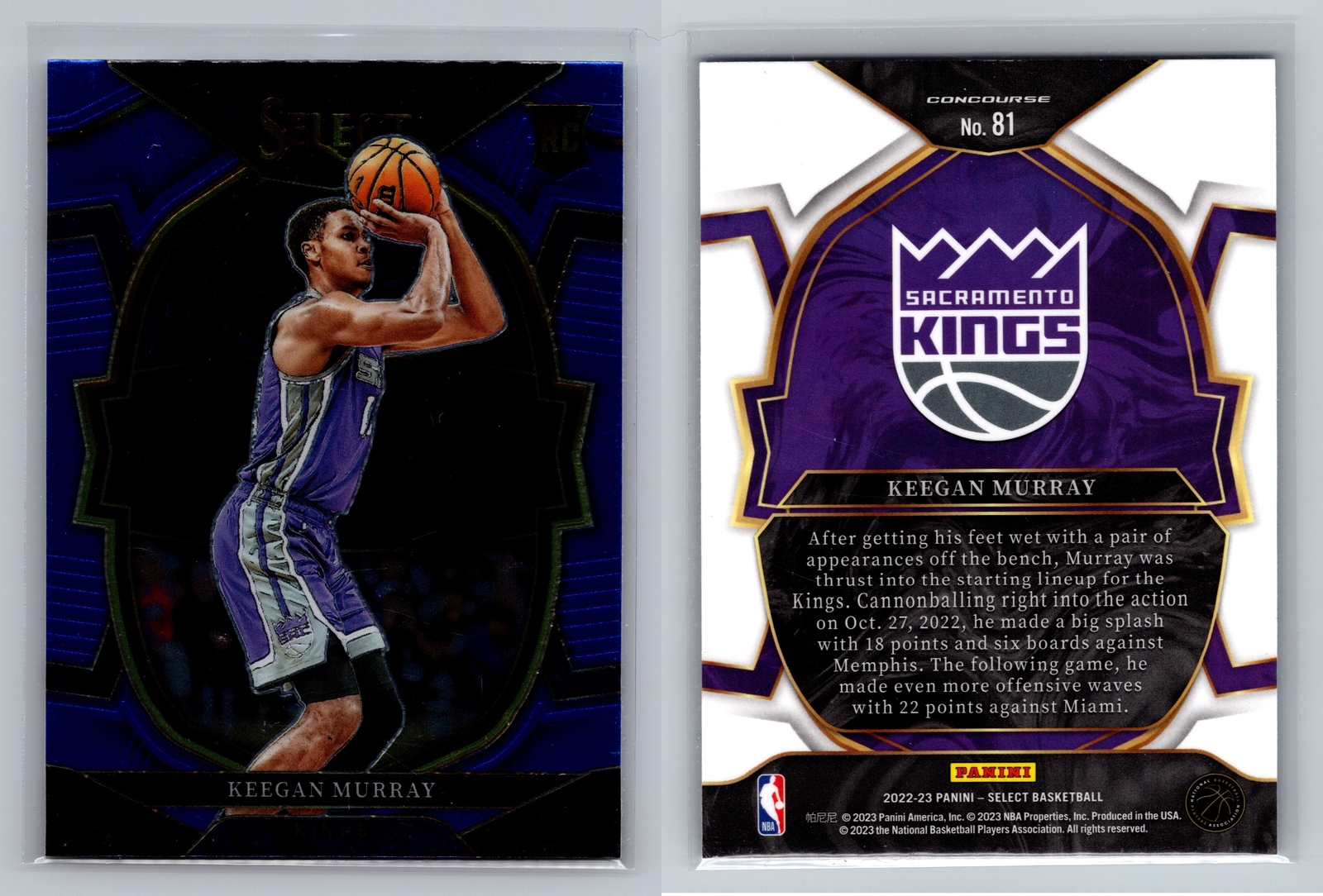 2022-23 Panini Select #81 Keegan Murray Blue (Retail Base)