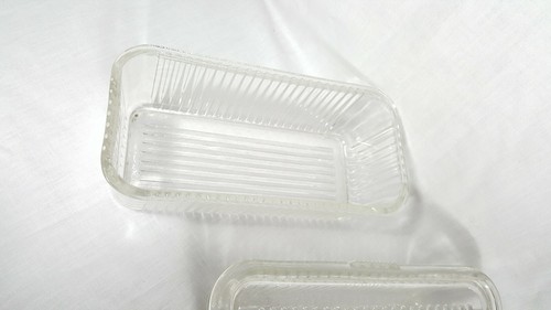 3 Vtg Federal Glass Ribbed Refrigerator Dishes W/Lid 1 Vegetable Design 1 W/O - Picture 4 of 8