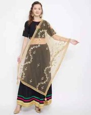 Women Beige  Gold-Toned Embroidered with Gotta Patti Dupatta