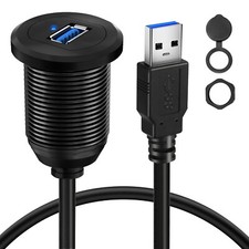 Single Port USB 3.0 Dashboard Mount Extension Cable with LED 1FT