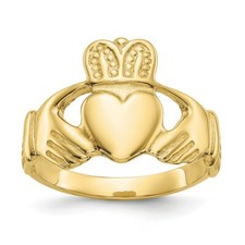Real 10kt Yellow Gold Polished Ladie's Claddagh Ring S:6