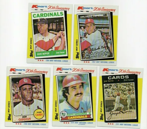 BOB GIBSON CEPEDA BOYER HERNANDEZ ST LOUIS CARDINALS 1982 KMART MVP TOPPS 5X LOT