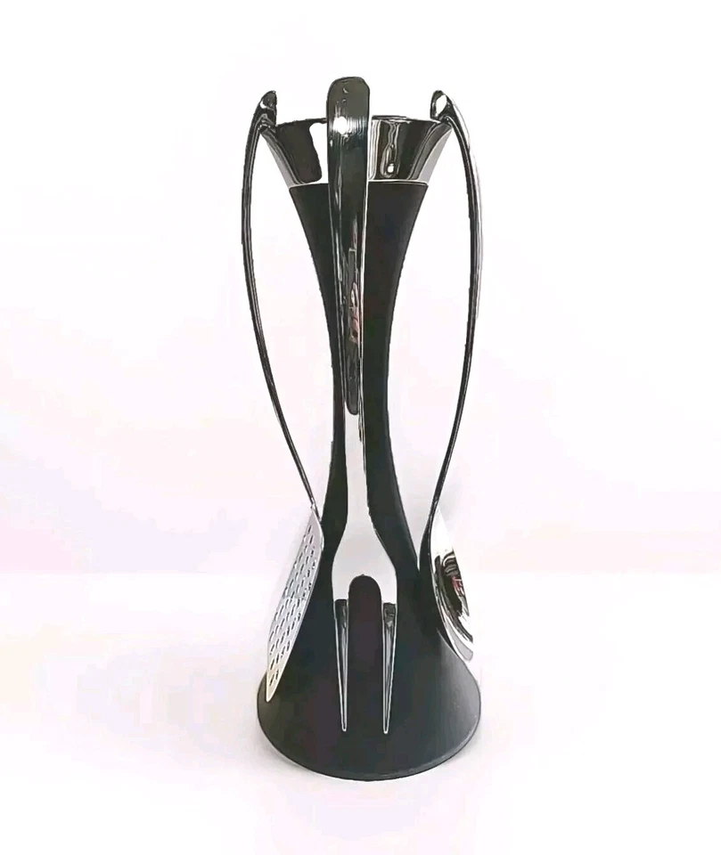 Juego de encimera soporte utensilios de cocina Robert Welsh moderno negro y plateado Foto 2 de 4