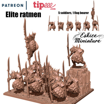Eskice Miniatures Fantasy 28mm-32mm Elite Ratmen Squad(6 models)TOW AOS Skirmish