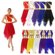 Women Modern Lyrical Dance Costume Invisible Zipper Back Irregular Hem Dancewear