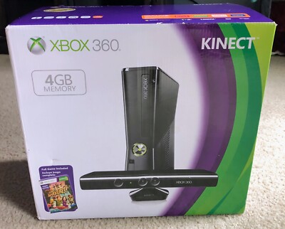 Microsoft Xbox 360 S 4GB Console + Kinect Bundle - Black - New in Box Sealed 