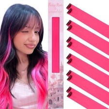 12 PCS Hot Pink Hair Extensions Clip in, Colored Clip 22 Inch-12 Pcs Hot Pink