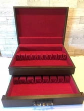Vintage Wooden Silverware Flatware Storage Chest with 1 Drawer