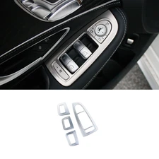 Window Lift Panel Switch Cover Trim For Benz C-Class 2015-2021 Sliver Titanium