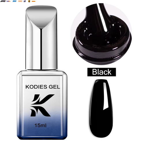 Pure Black Gel Nail Polish 15ML Semi Permanent UV/LED Glitter Shimmer Manicure E