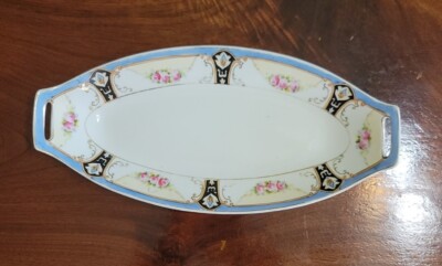 Vintage Noritake Chikamarachi Hand Painted Porcelain Candy Dish w/Handles Japan