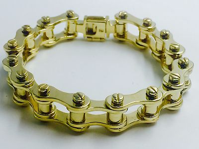 18k solid gold mens motorcycle/bike 